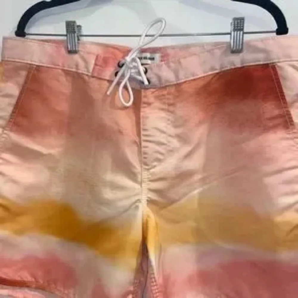 True Religion Tie Dye Board Shorts Men’s Size 36 Pink Yellow Swim Trunks
